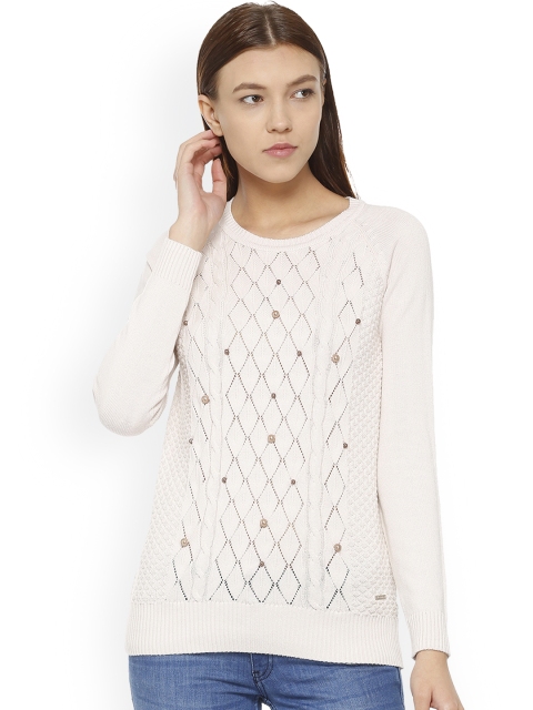 

Van Heusen Woman Beige Self Design Pullover