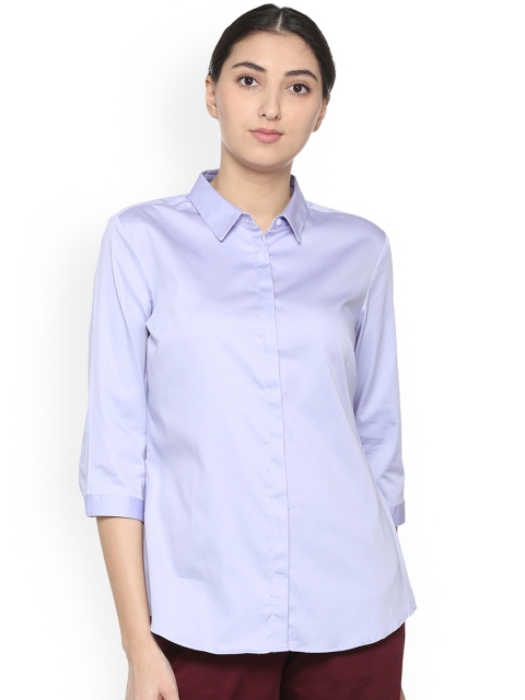 

Van Heusen Woman Blue Regular Fit Solid Casual Shirt