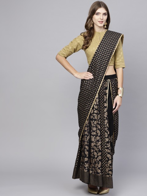 

AKS Black & Golden Printed Ready to Wear Lehenga & Blouse with Dupatta