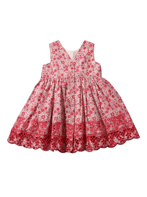 

Tiddlywings Girls Pink Floral Print Fit and Flare Dress