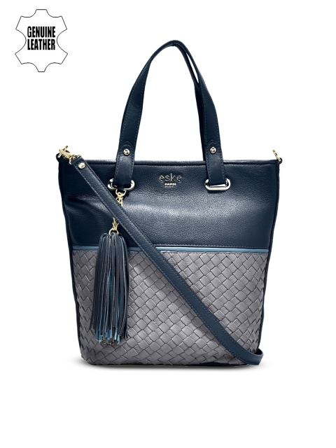 

Eske Teal & Grey Textured Leather Shoulder Bag