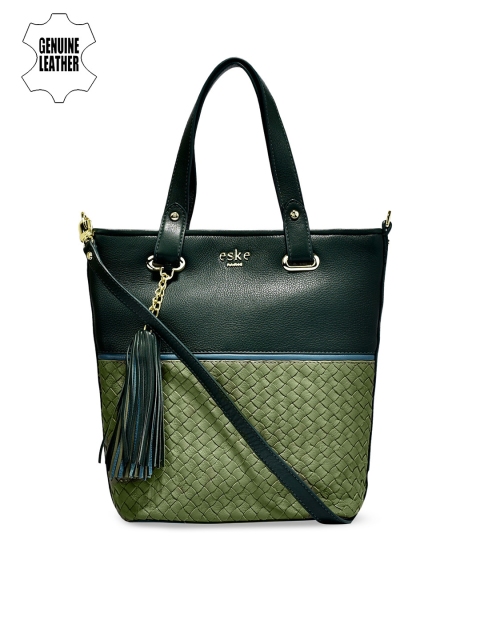 

Eske Green Colourblocked Leather Shoulder Bag