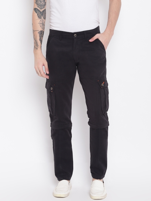 

Sports52 wear Men Black Tapered Fit Solid Convertible Cargos cum shorts