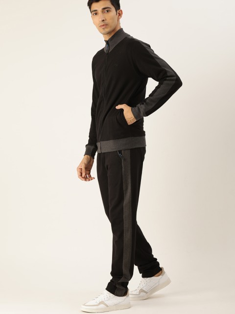 

Sports52 wear Men Black Solid Tracksuit with Side Stripes