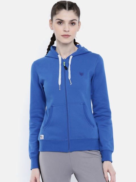 

Sports52 wear Women Blue Solid Hooded Sweatshirt