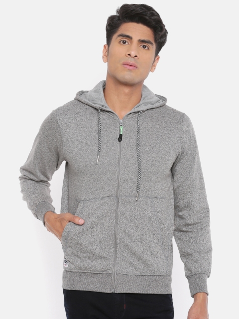 

Sports52 wear Men Grey Solid Hooded Sweatshirt