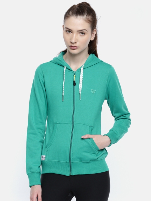

Sports52 wear Women Green Solid Hooded Sweatshirt
