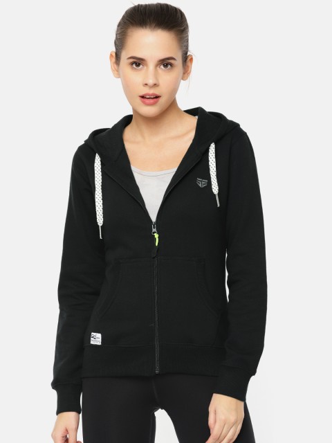 

Sports52 wear Women Black Solid Hooded Sweatshirt