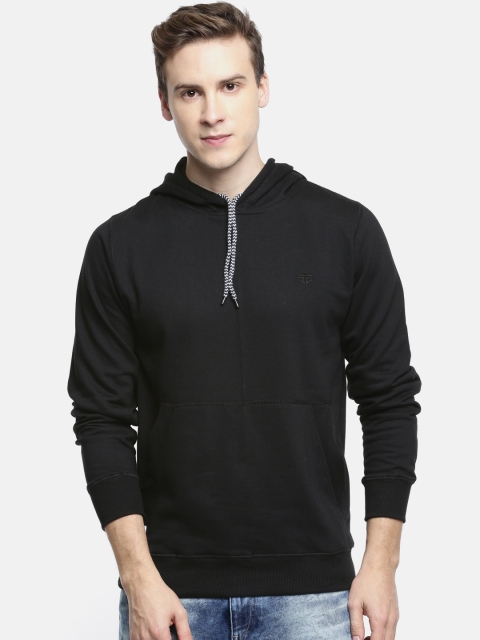 

Sports52 wear Men Black Solid Hooded Sweatshirt