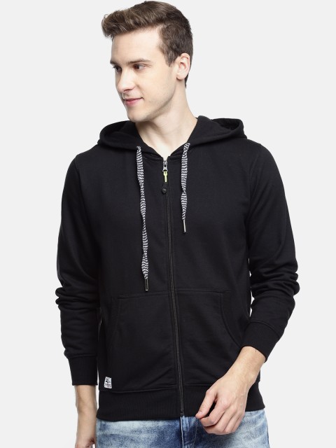 

Sports52 wear Men Black Solid Hooded Sweatshirt