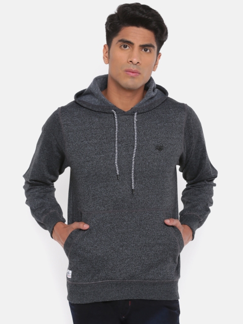 

Sports52 wear Men Charcoal Grey Solid Hooded Sweatshirt