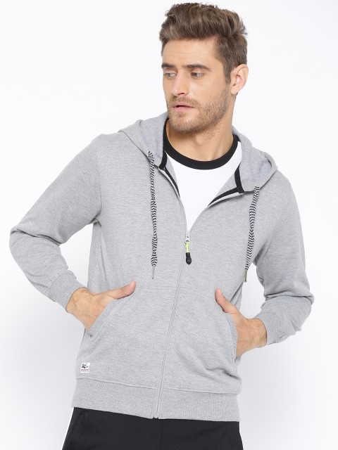 

Sports52 wear Men Grey Solid Hooded Sweatshirt