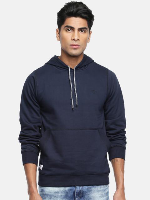 

Sports52 wear Men Navy Blue Solid Hooded Sweatshirt