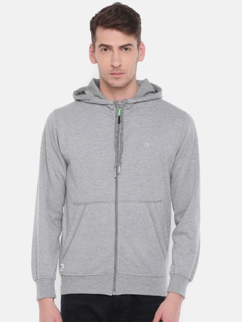 

Sports52 wear Men Grey Melange Solid Hooded Sweatshirt