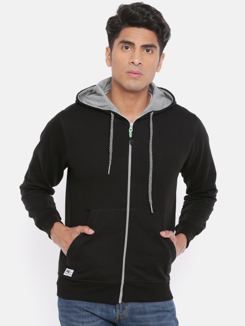 

Sports52 wear Men Black Solid Hooded Sweatshirt