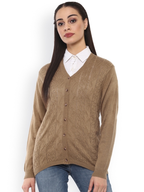 

Cayman Women Taupe Self Design Cardigan