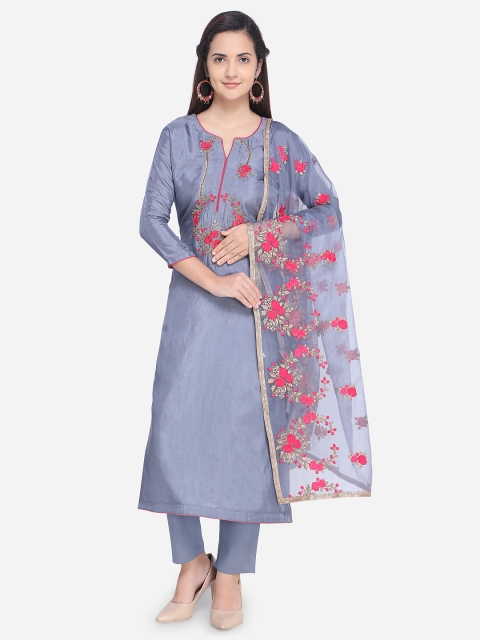 

Rajnandini Charcoal Silk Blend Unstitched Dress Material