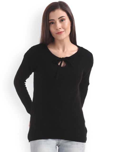 

Aeropostale Women Black Self Design Pullover
