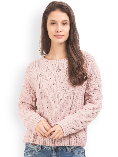 

Aeropostale Women Pink Self Design Pullover