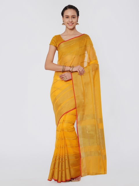 

Kvsfab Yellow Woven Design Silk Cotton Saree
