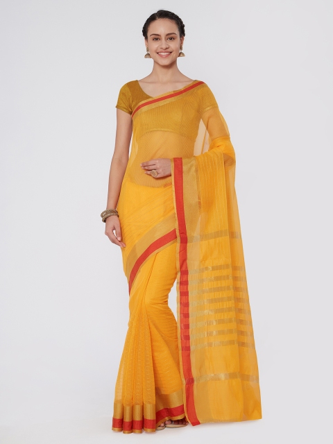 

Kvsfab Yellow Woven Design Silk Cotton Saree
