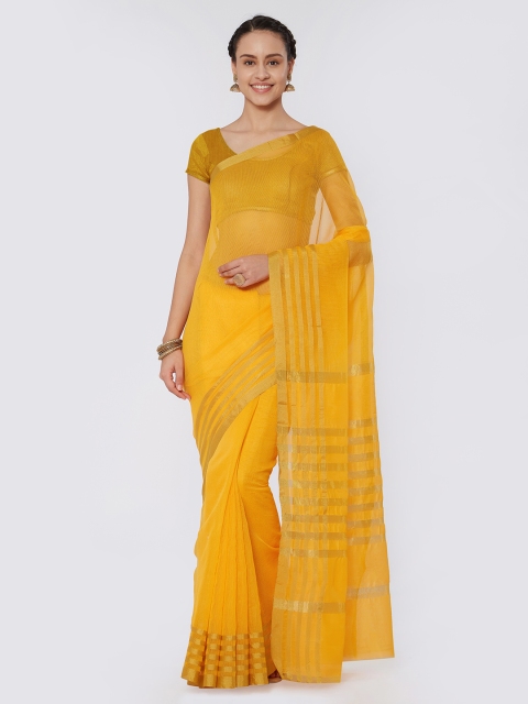 

Kvsfab Yellow Woven Design Silk Cotton Saree