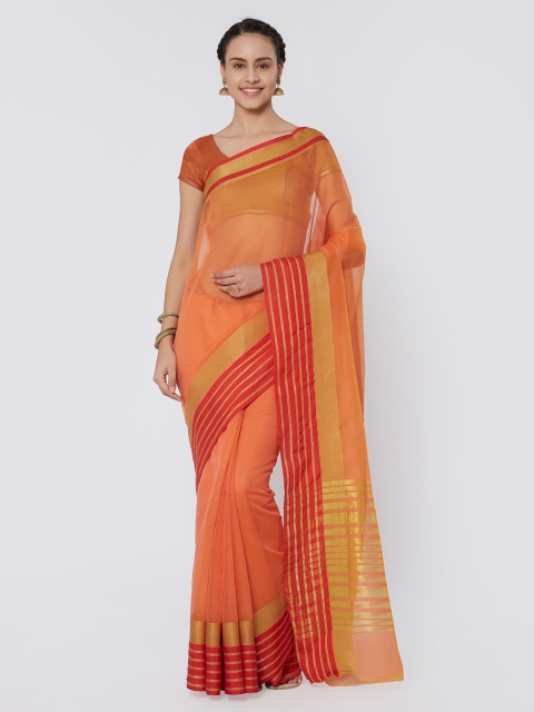 

Kvsfab Orange Woven Design Silk Cotton Saree