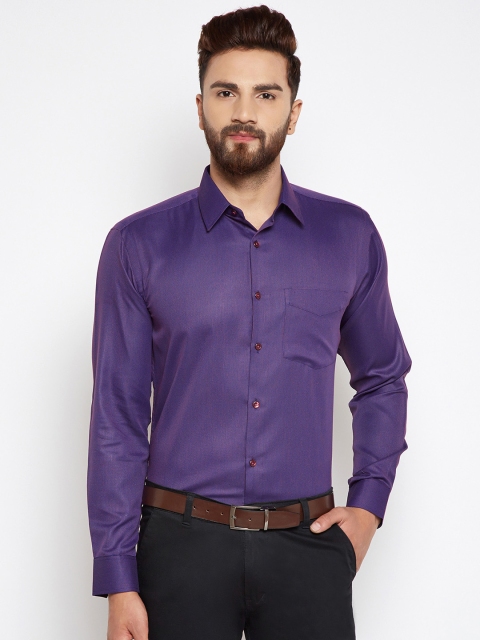 

Hancock Men Blue Slim Fit Self Design Formal Shirt
