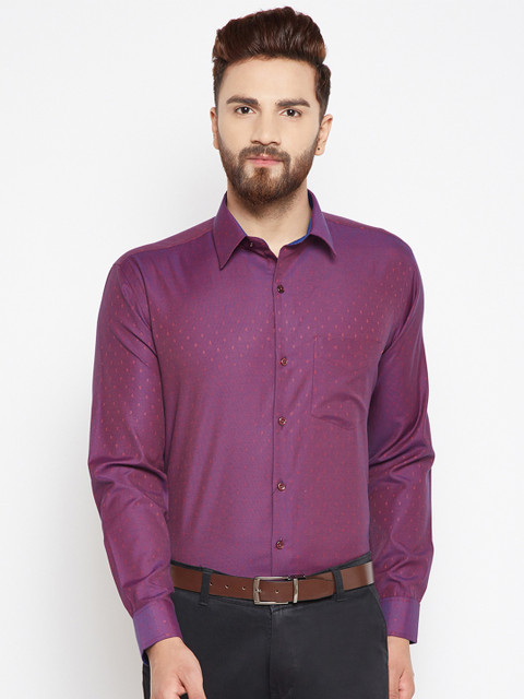 

Hancock Men Purple Slim Fit Printed Formal Shirt