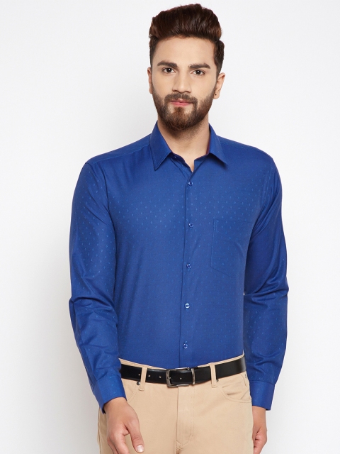 

Hancock Men Blue Slim Fit Printed Formal Shirt