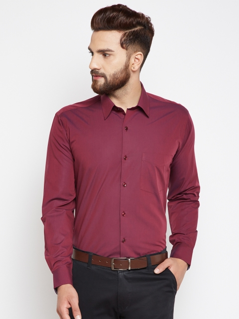 

Hancock Men Maroon Slim Fit Solid Formal Shirt