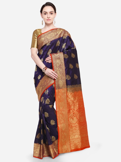 

Ishin Purple Woven Design Poly Silk Saree