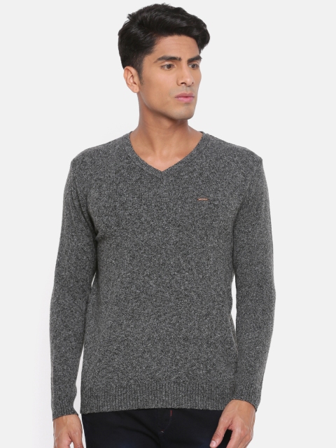 

Duke Men Charcoal Grey Solid Pullover Sweater