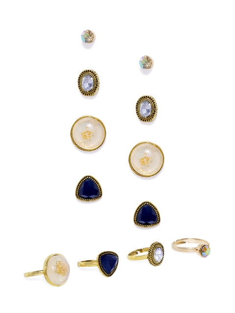 

Golden Peacock Set of 4 Gold-Plated Studs and Rings