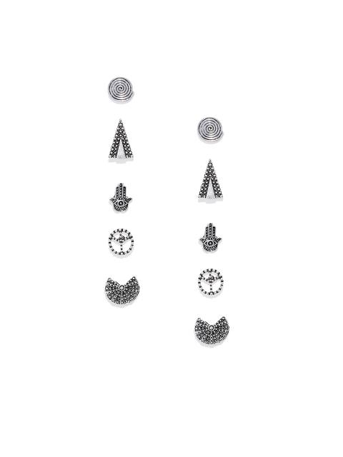 

Golden Peacock Silver-Toned Geometric Studs