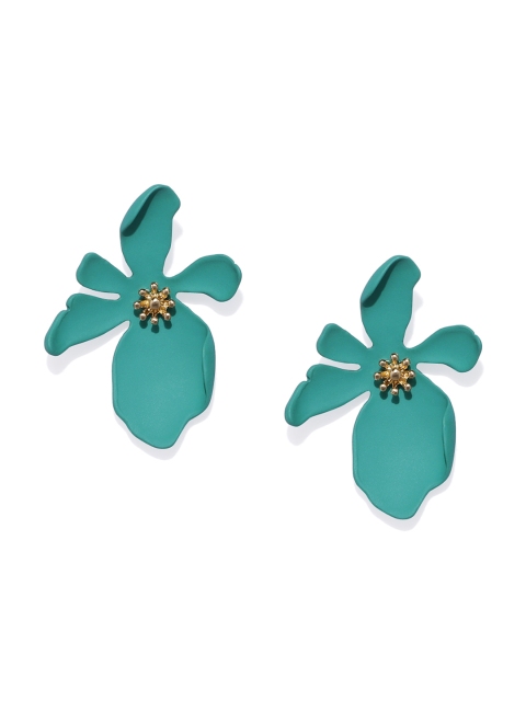 

Golden Peacock Gold-Plated Sea Green Floral Studs