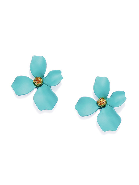 

Golden Peacock Gold-Plated Floral Studs, Turquoise blue