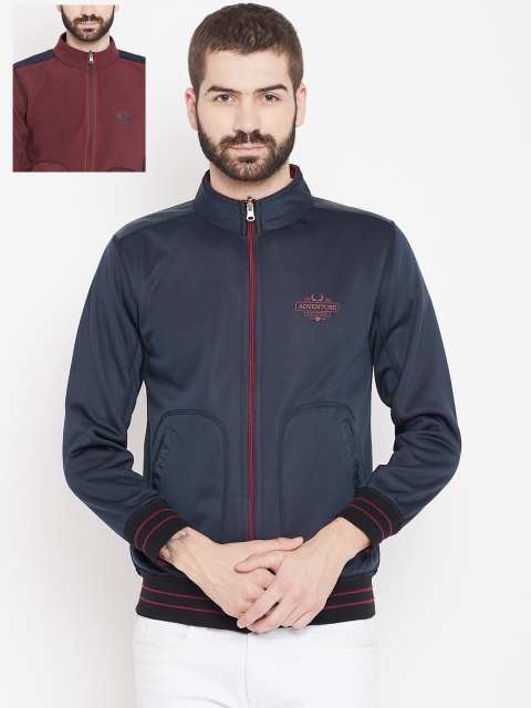 

Duke Stardust Men Navy Blue & Maroon Reversible Bomber Jacket