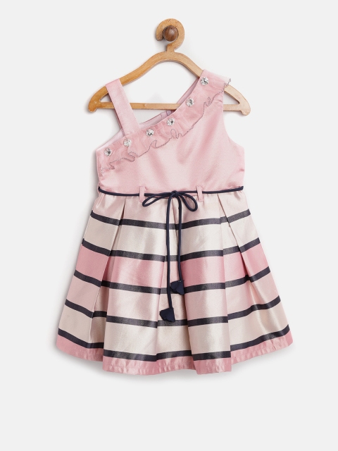 

Nauti Nati Girls Pink & Black Striped Pleated Fit & Flare Dress