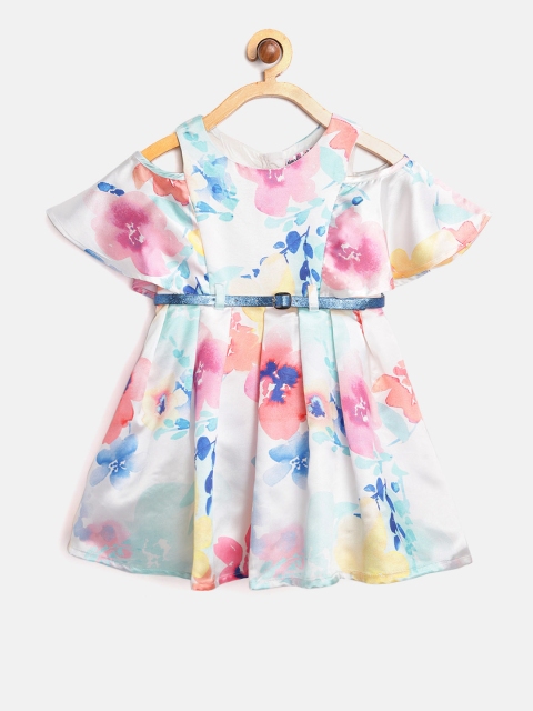 

Nauti Nati Girls White Printed Fit and Flare Dress