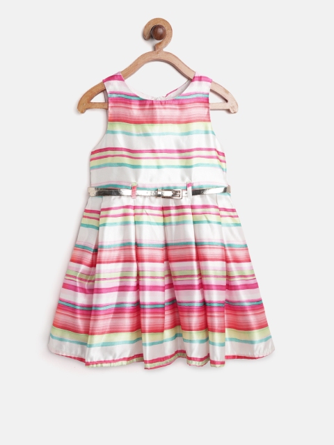

Nauti Nati Girls Off-White & Pink Striped A-Line Dress