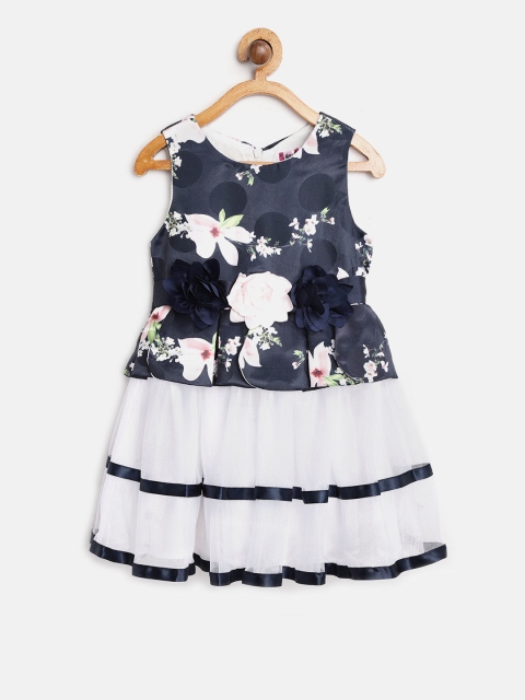 

Nauti Nati Girls Navy Blue & White Printed A-Line Dress