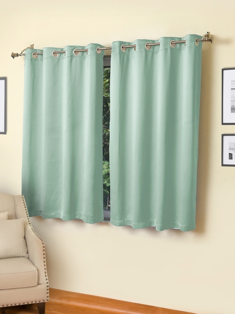 

ROSARA HOME Set of 2 Green Black Out Window Curtains