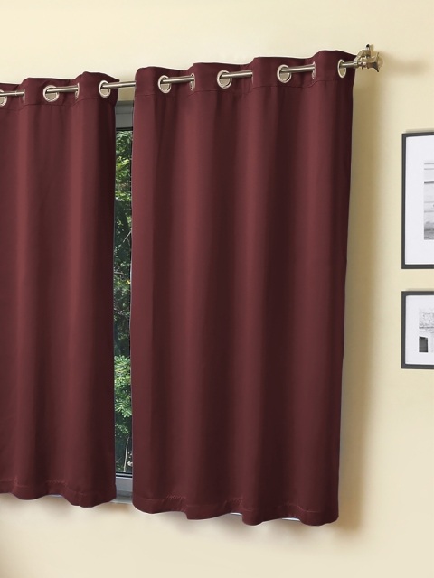 

ROSARA HOME Maroon Black Out Window Curtain