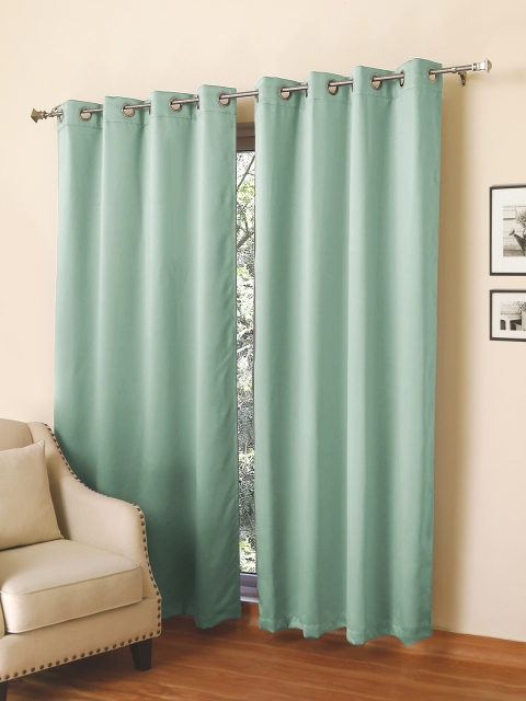 

ROSARA HOME Set Of 2 Green Black Out Long Door Curtain