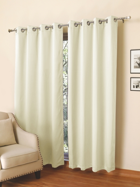 

ROSARA HOME Set Of 2 Cream-Coloured Black Out Door Curtains