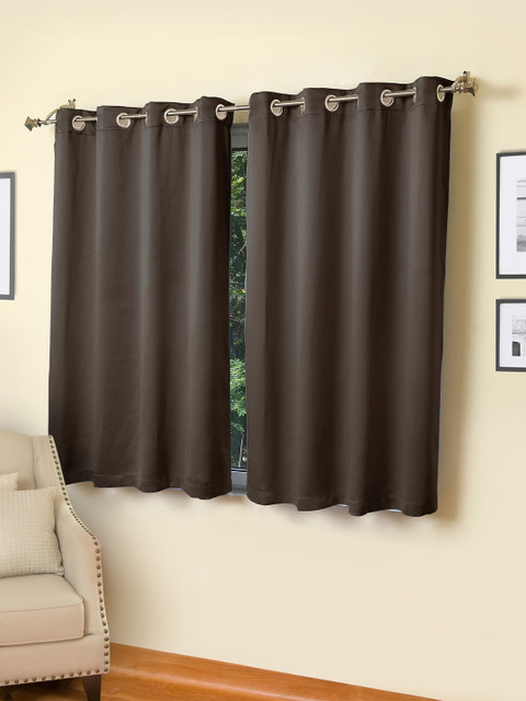 

ROSARA HOME Set of 2 Brown Black Out Window Curtains