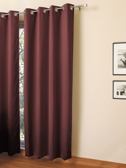 

ROSARA HOME Maroon Black Out Door Curtain