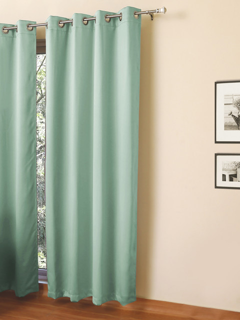 

ROSARA HOME Green Black Out Long Door Curtain
