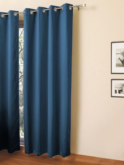 

ROSARA HOME Blue Black Out Long Door Curtain